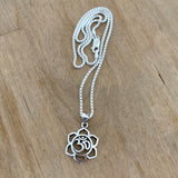 Sterling Silver Lotus OM Necklace, Silver Necklace, Lotus Necklace, Flower Necklace