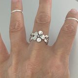 Sterling Silver 3 Plumeria Ring, Flower Ring, Silver Ring, Hawaii Ring, Boho Ring