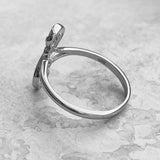 Sterling Silver Swirl S Shape Ring with CZ, Boho Ring, Silver Ring, Swirly Ring