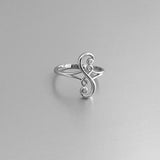 Sterling Silver Swirl S Shape Ring with CZ, Boho Ring, Silver Ring, Swirly Ring