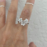 Sterling Silver Satin Plumeria Ring, Flower Ring, silver Ring, Boho Ring