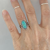 Sterling Silver Oval Genuine Turquoise Ring, Silver Ring, Statement Ring, Boho Ring