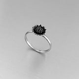 Sterling Silver Sunflower Ring, Dainty Ring, Boho Ring, Silver Ring, Flower Ring