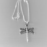 Sterling Silver Large Dragonfly Necklace, Silver Necklace, Boho Necklace, Spirit Necklace