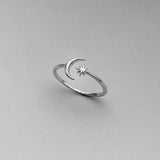 Sterling Silver Dainty Moon and Twinkle Star Ring, Delicate Ring, Silver Ring, Moon Ring