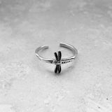 Sterling Silver Small Sideway Dragonfly Toe Ring, Silver Rings, Spiritual Ring, Dragonfly Ring