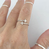 Sterling Silver Sideway Double Cross Ring, Silver Ring, Religious Ring, Adjustable