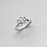 Sterling Silver Lotus Ring, Flower Ring, Silver Rings, Boho Ring, Stackable Ring
