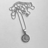 Sterling Silver Small Mandala Necklace, Silver Necklace, Flower Necklace, Boho Necklace