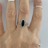 Sterling Silver Oval Black Onyx Ring, Silver Ring, Healing Ring, Stone Ring