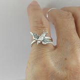 Sterling Silver Sparrow Ring, Bird Ring, Spirit Bird Ring, Silver Ring, Religious Ring
