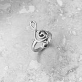 Sterling Silver Large Music Note Ring, Silver Ring, Boho Ring