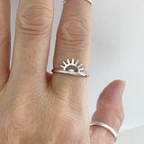 Sterling Silver Sunrise Ring, Silver Ring, Sun Ring, Sunshine Ring