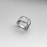 Sterling Silver Cut Out Wrapped Leaf Ring, Boho Ring, Silver Ring, Tree Ring