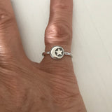 Sterling Silver Moon and Star Inside a Circle Ring, Silver Ring, Celestial Ring