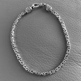 Sterling Silver Unisex Byzantine 3MM Bali Bracelet, Silver Bracelet, Byzantine Bracelet