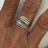 Sterling Silver Wraparound Feather Ring, Silver Ring, Bird Ring, Angels Wing