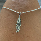 Sterling Silver Feather Necklace, Silver Necklace, Religious Necklace, Angels Wing Necklace