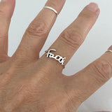 Sterling Silver Faith Ring, Silver Ring, Religious Ring, Word Ring, God Ring