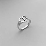 Sterling Silver Heart Peace Sign Ring, Silver Ring, Boho Ring, Peace Ring