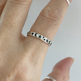 Sterling Silver 3MM Moon and Star Band, Silver Ring, Stackable Ring, Wedding Ring