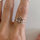 Sterling Silver Cut Out Lotus Ring, Flower Ring, Silver Ring, Boho Ring