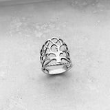 Sterling Silver Wrapped Tree of Life Ring, Tree Ring, Silver Ring, Statement Ring, Leaf Ring