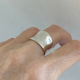 Sterling Silver Concave Ring, Statement Ring, Boho Ring, Silver Band, Silver Ring
