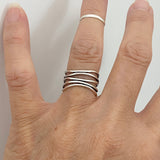 Sterling Silver Wide Band Wrapped Ring, Silver Ring, Boho Ring, Silver Band