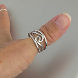 Sterling Silver Wave Ring, Silver Ring, Boho Ring, Statement Ring