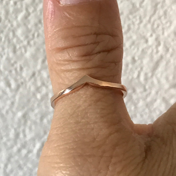 Rose Gold Plated Sterling Silver Chevron Ring, Silver Ring, Rings