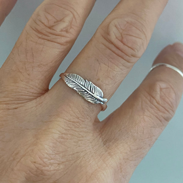 Sterling Silver Small Feather Ring, Silver Ring, Angels Wing, Religious Ring