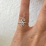 Sterling Silver Adjustable Double Swirl Toe Ring, Silver Ring, Boho Ring