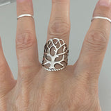 Sterling Silver Wrapped Tree of Life Ring, Tree Ring, Silver Ring, Statement Ring, Leaf Ring
