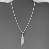 Sterling Silver Feather Necklace, Silver Necklace, Religious Necklace, Angels Wing Necklace