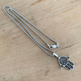 Sterling Silver Hand of God Necklace, Silver Necklace, Boho Necklace, Hamsa Necklace