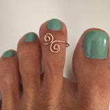 Rose Gold Over Sterling Silver Wire Swirl Toe Ring, Wire Ring, Silver Rings, Swirl Ring