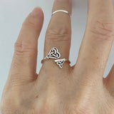 Sterling Silver Double Triquetra Key Ring, Silver Ring, Boho Ring, Celtic Knot Ring