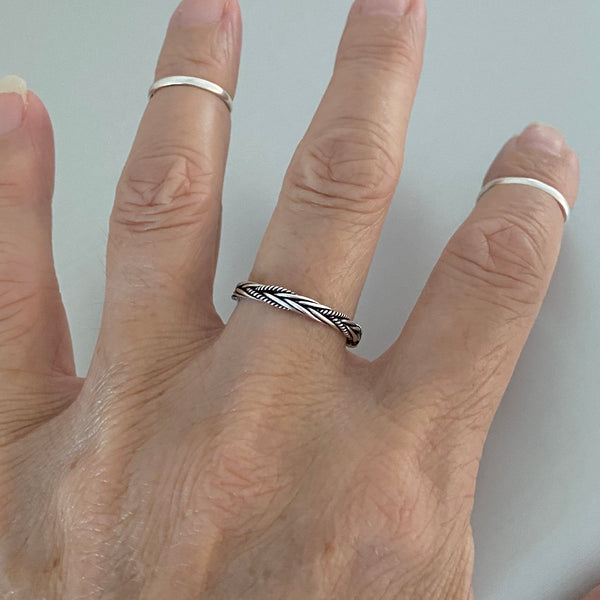 Sterling Silver Bali Rope Braid Ring, Silver Ring, Silver Band, Stackable Ring