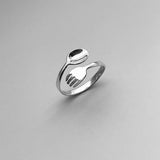 Sterling Silver Delicate Fork and Spoon Silver Ring, Chef Ring, Fork Ring, Wraparound Ring