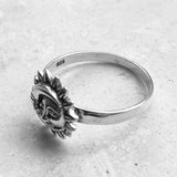 Sterling Silver Medium Moon and Sun Ring, Silver Ring, Moon Ring