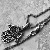 Sterling Silver Hand of God Necklace, Silver Necklace, Boho Necklace, Hamsa Necklace
