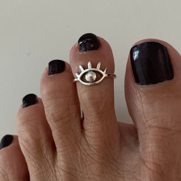 Sterling Silver Eye Toe Ring, Religious Ring, Silver Ring