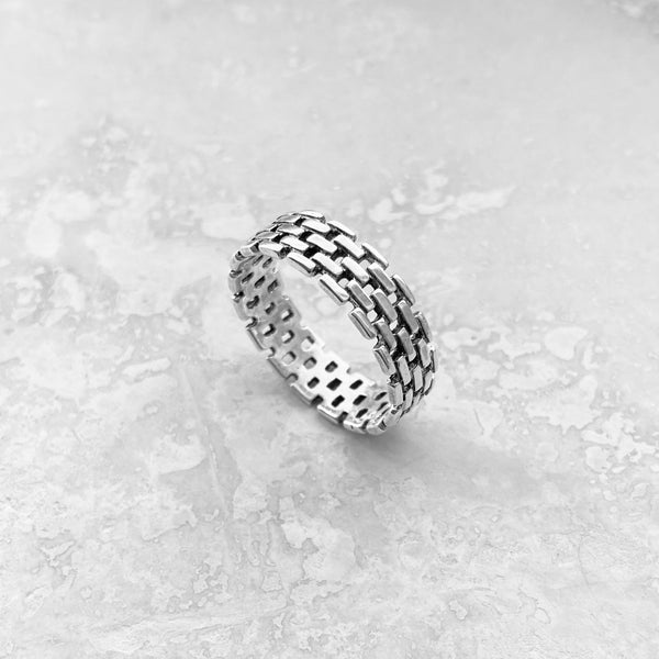 Sterling Silver Link Ring, Unisex Ring, Silver Ring, Wedding Band