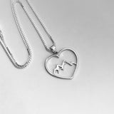 Sterling Silver Heart Mountain Necklace, Hiking Necklace, Silver Necklace, Love Mountain Necklace