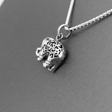 Sterling Silver Filigree Elephant Necklace, Silver Necklace, Animal Necklace, Lucky Elephant Necklace