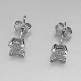 Sterling Silver 4 MM Square CZ Stud Earrings, Silver Earrings, Stud Earrings, CZ earrings