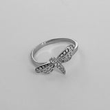 Sterling Silver Small CZ Dragonfly Ring, Silver Ring, Boho Ring, Spirit Ring