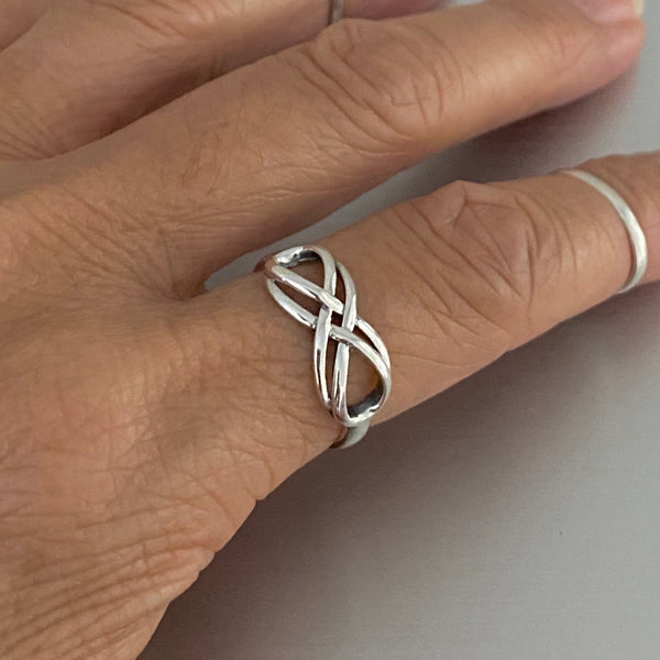 Sterling Silver Double Infinity Ring, Silver Ring, Love Ring, Promise Ring
