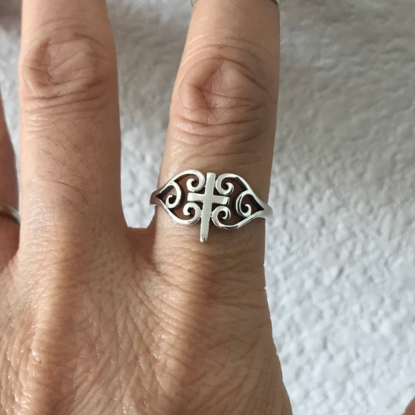 Sterling Silver Medieval Cross Ring, Silver Ring, Religious Ring